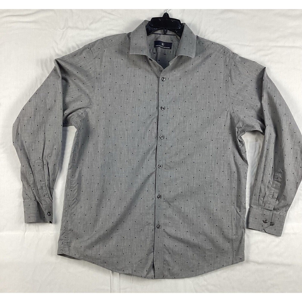 Hart Schaffner‎ Marx Men's Size Large Button Down Shirt Long Sleeve Gray